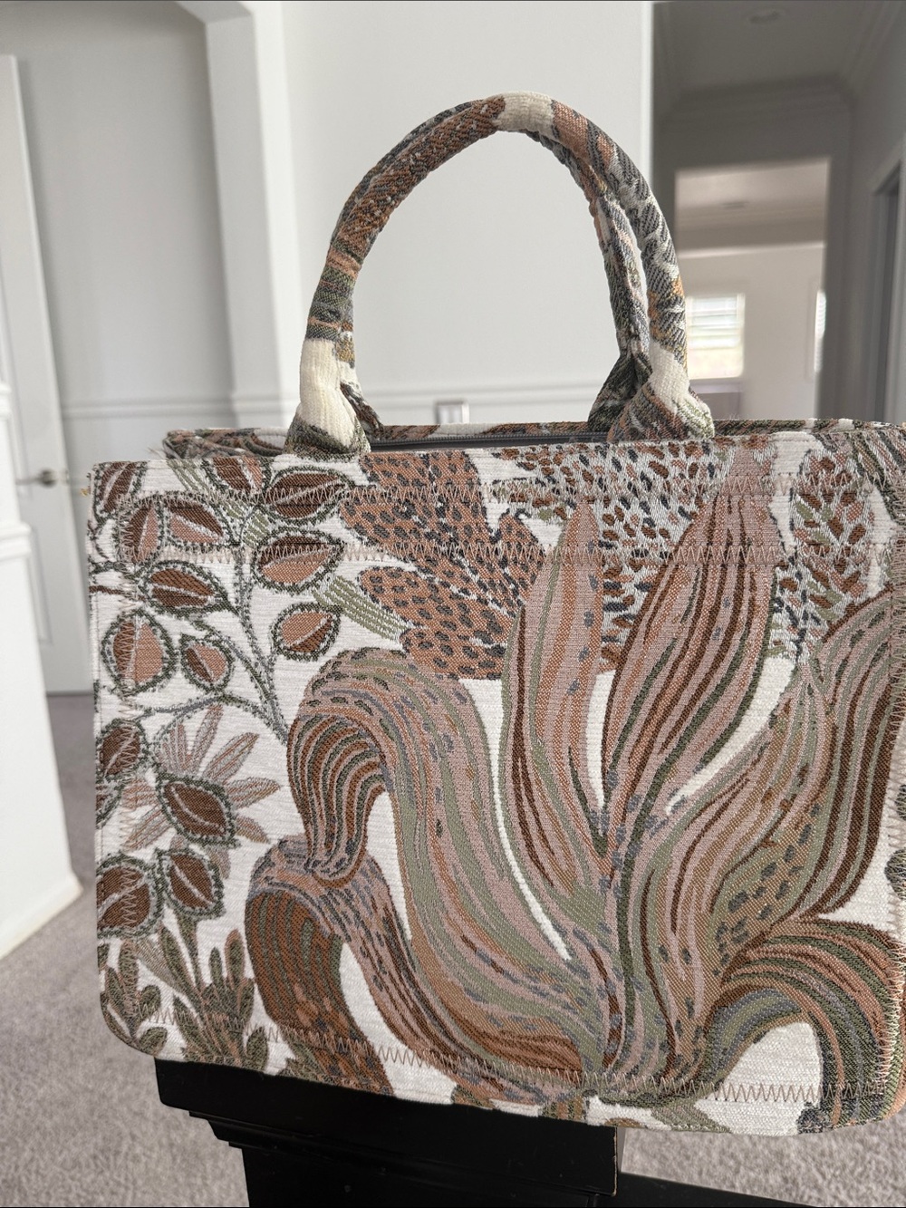 Tapestry Floral Tote Bag in Earth Tone Multi